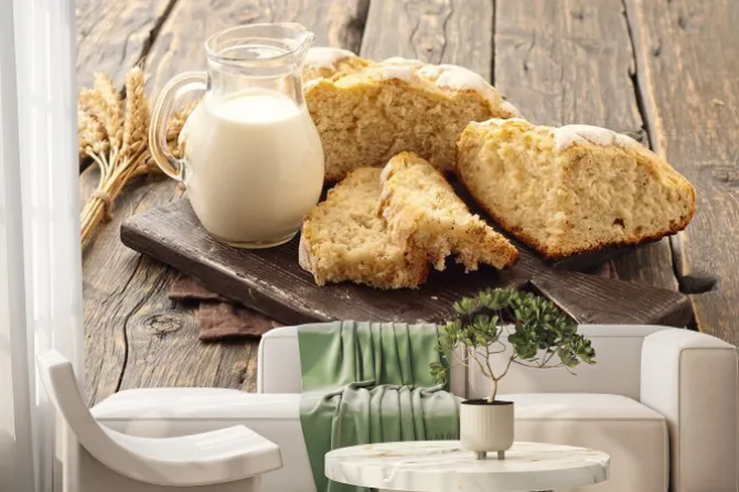 Fototapeta: Świeże domowych bochenek chleba z mlekiem