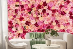 Fototapeta: Wiele różnych różowe, czerwone i białe kwiaty abstrakcyjny wzór