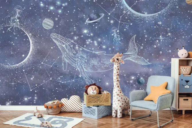 Fototapeta: Wieloryb w abstrakcyjnym kosmosie