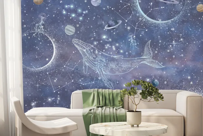 Fototapeta: Wieloryb w abstrakcyjnym kosmosie