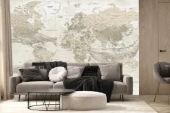 Fototapeta: Wieloryby i mapa świata w stylu vintage