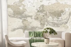 Fototapeta: Wieloryby i mapa świata w stylu vintage