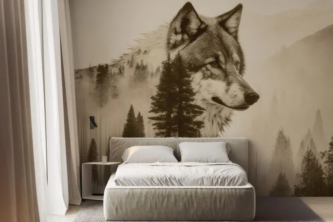 Fototapeta: Wilk wśród górskiego lasu