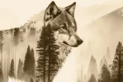 Fototapeta: Wilk wśród górskiego lasu