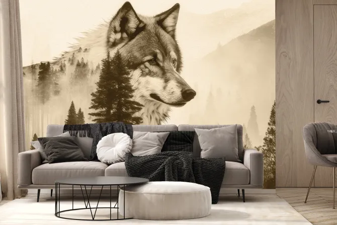 Fototapeta: Wilk wśród górskiego lasu