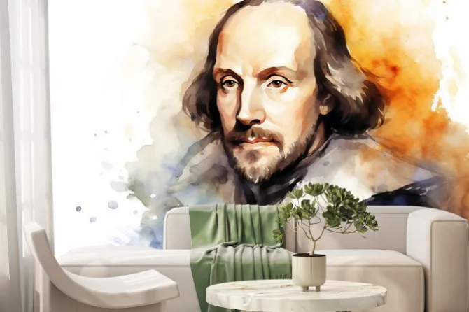 Fototapeta: William shakespeare watercolour painting of the famous english