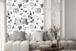 Fototapeta: Wino szwu z winogron, liści, wina, butelkę wina i etc.