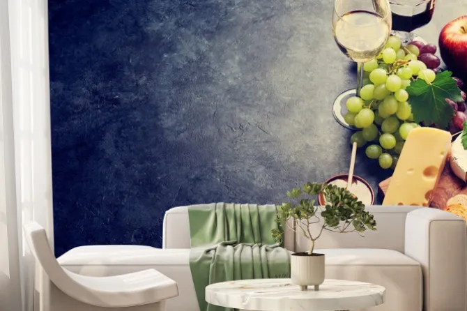 Fototapeta: Wino, winogrona, ser i miód