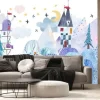 Fototapeta: Winter landscape. watercolor illustration. childrens poster.
