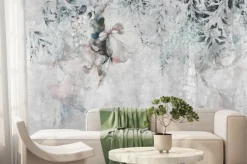 Fototapeta: Wiszące gałęzie i liście na starej ścianie