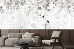 Fototapeta: Wiszące liście na drewnianych deskach