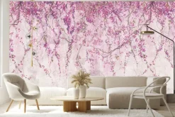 Fototapeta: Wiszące pnącza z różowymi kwiatami