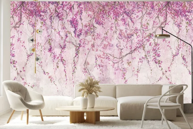Fototapeta: Wiszące pnącza z różowymi kwiatami