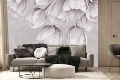 Fototapeta: Wiszące tulipany na betonowej ścianie