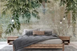 Fototapeta: Wiszące zielone liście na betonie