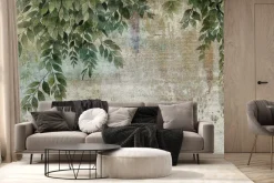 Fototapeta: Wiszące zielone liście na betonie