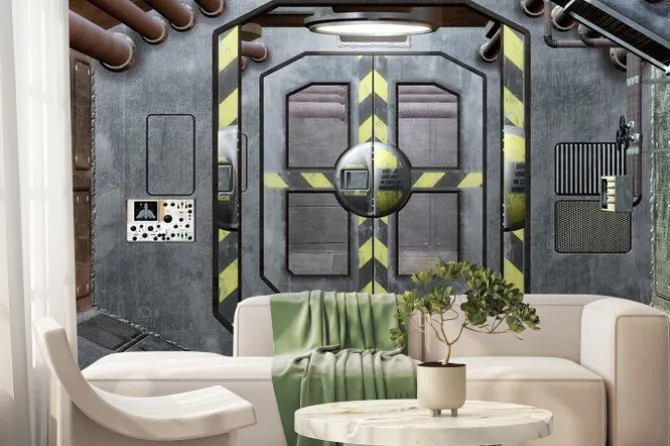 Fototapeta: Wnętrze statku kosmicznego z włazem