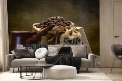 Fototapeta: Worek kawy na ciemnym tle