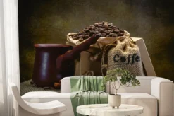 Fototapeta: Worek kawy na ciemnym tle