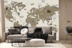Fototapeta: World map wallpaper design for kids room
