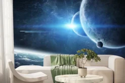 Fototapeta: Wschód słońca nad planetą ziemią widziany z kosmosu