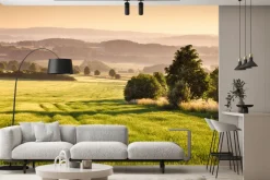 Fototapeta: Wschód słońca przy panoramie wzgórz