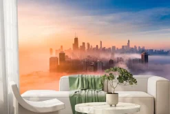 Fototapeta: Wschód słońca w zamglonej metropolii