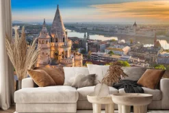 Fototapeta: Wschód słońca z widokiem na wieżę w budapeszcie