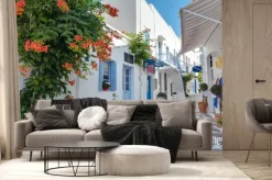 Fototapeta: Wąska malownicza uliczka w grecji