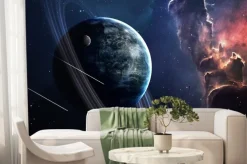 Fototapeta: Wszechświat sceny z planet, gwiazd i galaktyk w kosmosie ukazujących