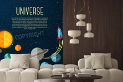 Fototapeta: Wszechświat transparent z układu słonecznego, gwiazd i rakiet