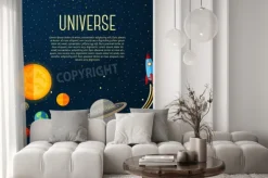 Fototapeta: Wszechświat transparent z układu słonecznego, gwiazd i rakiet