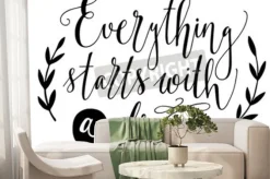 Fototapeta: Wszystko zaczyna się od snu. inspirujący cytat. rę cznie rysowane