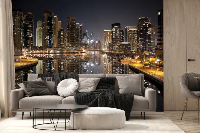 Fototapeta: Wysokie budynki nocą