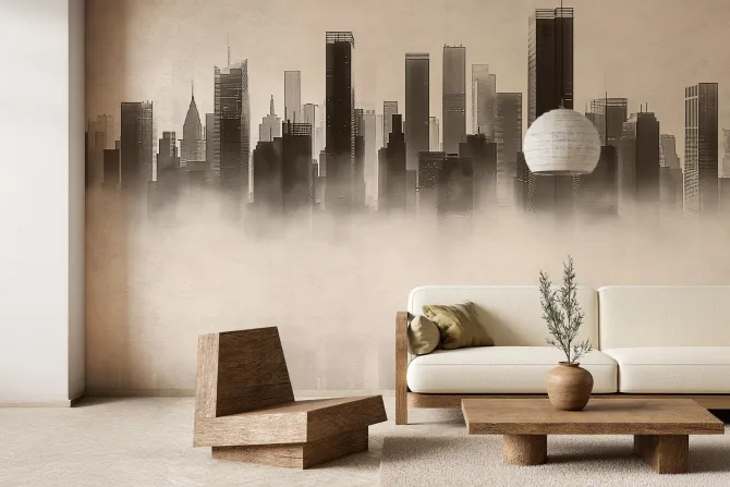 Fototapeta: Wysokie budynki we mgle