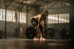 Fototapeta: Wysportowana kobieta podnosząca ciężary