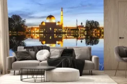 Fototapeta: Wyświetlanie i odbiciem assalam meczet niebieskim godzinę. obraz