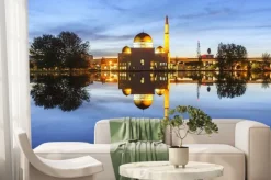 Fototapeta: Wyświetlanie i odbiciem assalam meczet niebieskim godzinę. obraz