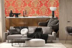 Fototapeta: Wzór barokowy na czerwonym tle