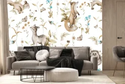 Fototapeta: Wzór dziecięcy z lisami i sarnami