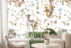 Fototapeta: Wzór dziecięcy z lisami i sarnami