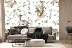 Fototapeta: Wzór dziecięcy z lisami i sarnami