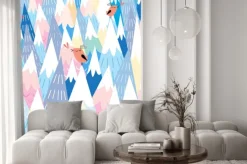 Fototapeta: Wzór dziecięcy z górami i ptakami