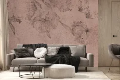 Fototapeta: Wzór kwiatów na betonowej ścianie