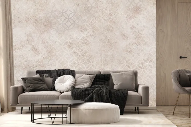 Fototapeta: Wzór ornamentu na delikatnej imitacji ściany