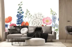 Fototapeta: Wzór polnych kwiatów na akwareli