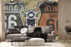 Fototapeta: Wzór route 66 z motocyklem