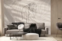 Fototapeta: Wzór tkaniny ze szkicem stojącej kobiety