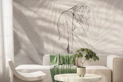 Fototapeta: Wzór tkaniny ze szkicem stojącej kobiety