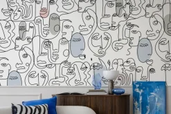 Fototapeta: Wzór twarzy narysowany w jednej linii w eleganckim stylu